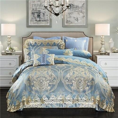 New 4/6/9Pcs Luxury Royal Bedding set Stain Jacquard Cotton Double King Queen size Bedspread set Duvet cover Pillowcases