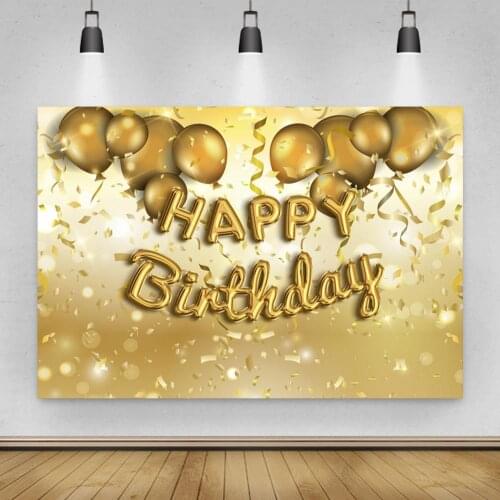 Beautiful Golden Balloon Happy Background Girls Birthday Party Decorated Photography Studio 3D Digital Backdrop Cloth