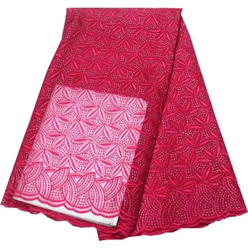 Red nigerian lace fabric 2019 high quality lace fabric with stones french tulle net tissue african lace