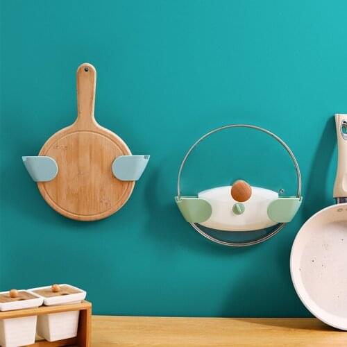 Kitchen Pot And Lid Rack Storage Artifact Wall-mounted Multifunctional Household Desktop With Hole Countertop Free Punch