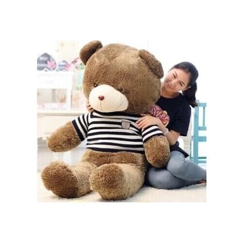 Stuffed toy lovely teddy bear 160cm blue stripes sweater bear plush toy soft doll throw pillow w3365