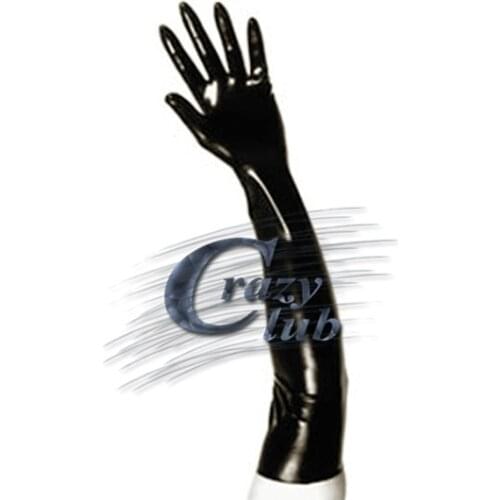 New arrival Black latex zentai gloves elbow length clubwear rubber long sleeves gloves latex gummi latex fetish free shipping
