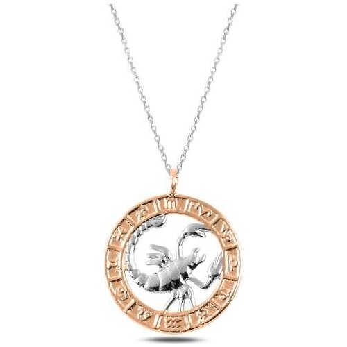 Silver Rose Scorpion Sign Necklace