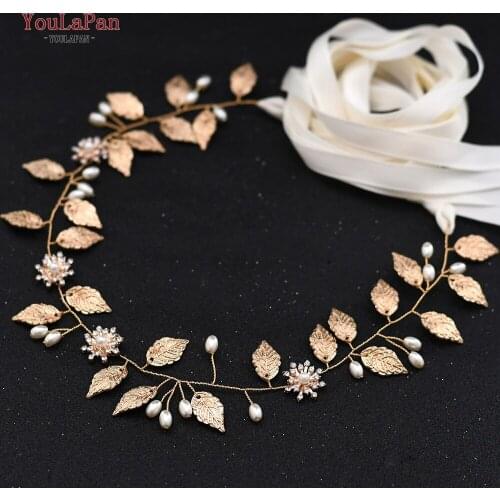 TOPQUEEN SH110 Flower Bridal Sash Belt Golden Leaves Womens Sash Prom Dress Belt for Women Pearl Embellished Belts for Gowns