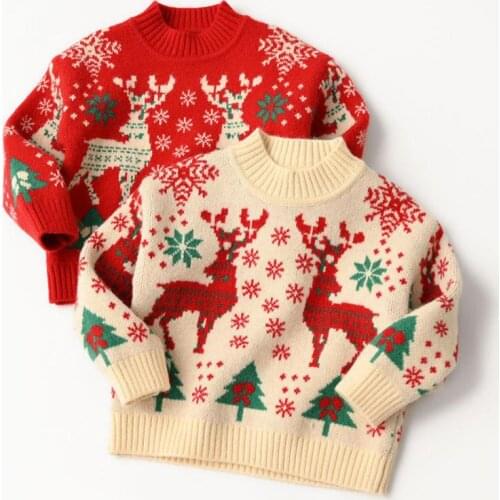 Christmas Turtleneck Sweater For Girls Boys Autumn Winter Long Sleeve Warm Knitwear For Unisex Children Knitted Pullovers 3-12Y