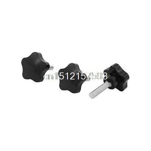 3 Pcs Machine Tool M8 x 30 Male Thread 40mm Dia Bakelite Knobs Handle Black
