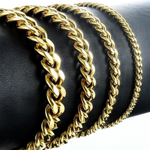 Width 3mm/3.6mm/5mm/7mm/9mm Stainless Steel Black Necklace Chain High Quality Link Cuban Chain Mens Necklace Wholesale Jewelry