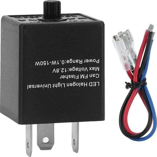 LED Flasher Relay, 12V 3-PIN Adjustable LED Flasher Relay Turn Signal Light Blinker for Automotive Motorcycle