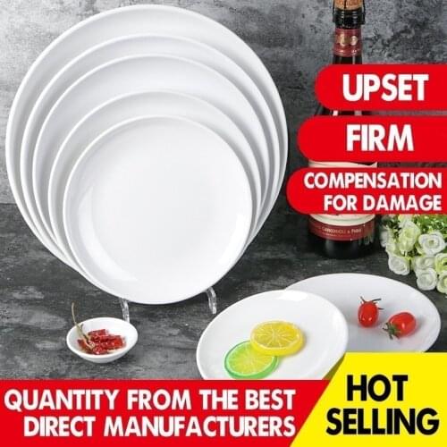 9.5 To 14 Inches Pure White Melamine Disc Dish Buffet Western Home Steak Breakfast Dinner Fruit Plate Eco-health Big Tableware