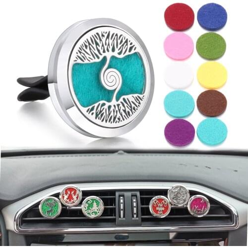 Aromatherapy Jewelry Car Perfume Diffuser Clip 30mm Flower Tree of Life Perfume Essential Oil Diffuser Locket Pendant Necklace