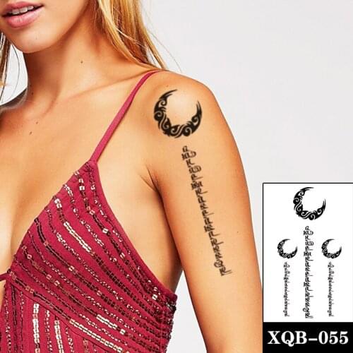 Tibetan Sanskrit Waterproof Temporary Tattoo Stickers Black Totem Meniscus Fake Tattoos Flash Tatoos Arm Body Art for Women Men