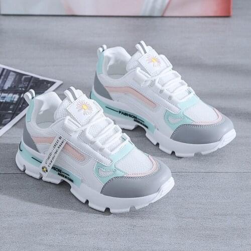 Spring Korean Platform Sneakers Women Shoes Thick Bottom Chunky Sneakers Breathable Mixed Colors Slip On Casual Shoes Woman 2021