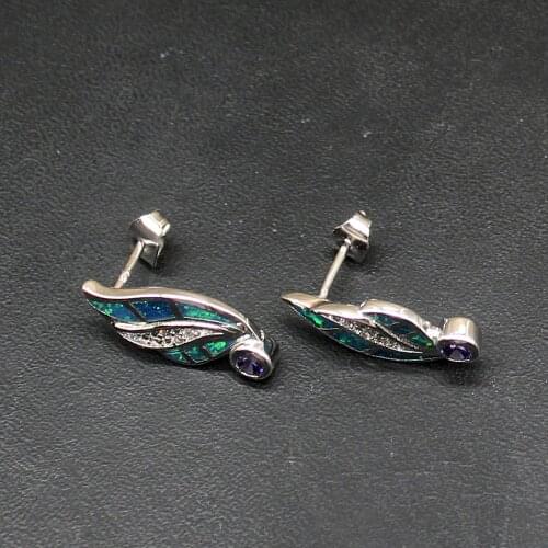 Hermosa Charming Amethyst Australia Blue Opal Genuine 925 Silver Stud Earrings Jewelry Gifts for Women Girls 20214217