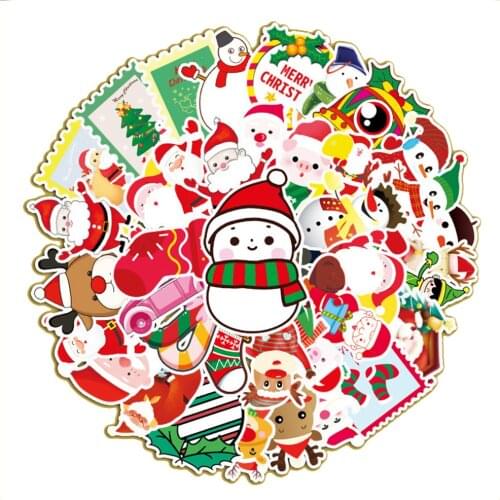 10/30/50PCS Cartoon Christmas Luggage Decoration Graffiti Notebook Hand Account Car Waterproof Sticker Toy Wholesale