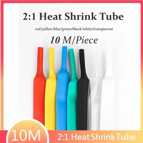 10 Meter colorful clear Heat Shrink Tube Shrinkable Tubing Wrap Wire kits 2:1 heat shrink tube Wrap Wire Sell DIY Connector