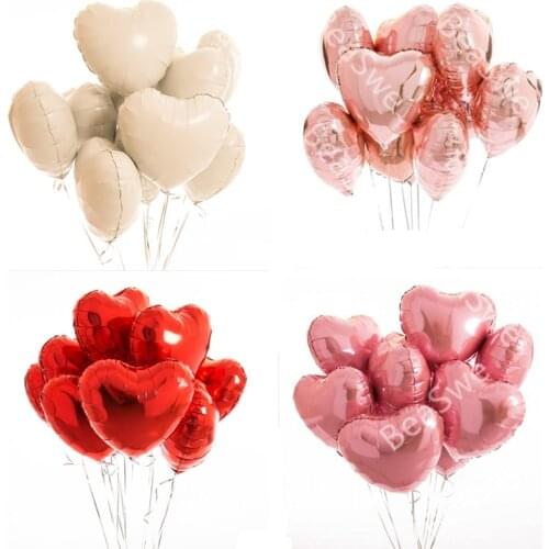 10pcs Baby Shower 18inch rose gold helium foil Balloon heart Birthday Party Decoration Supplies wedding Engage Pure color globos