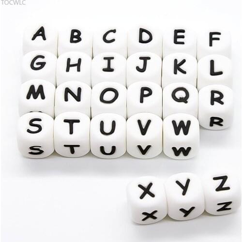 Cute-idea 10pcs 12mm silicone beads Baby Teething Chew Food Grade Teether English Letters DIY Pacifier Chain Baby Product Toys