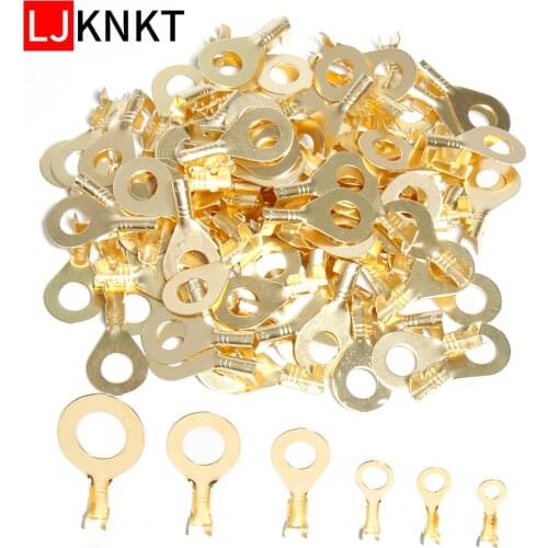 100pcs Cable Lugs Connector Crimp Wire Terminals Non-Insulated O-type Ring