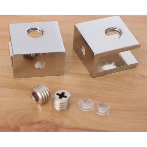 2 pack Glass Clamps, 8-12mm Adjustable Zinc Alloy Glass Bracket Flat Back for Balustrade Staircase Handrail