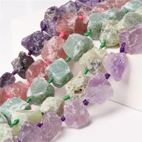 20*30 mm Natural Raw Stone Beads 15.5" Genuine Amethysts Aquamarin Rock Strand Bead For DIY Making Jewelry Findings Accessory