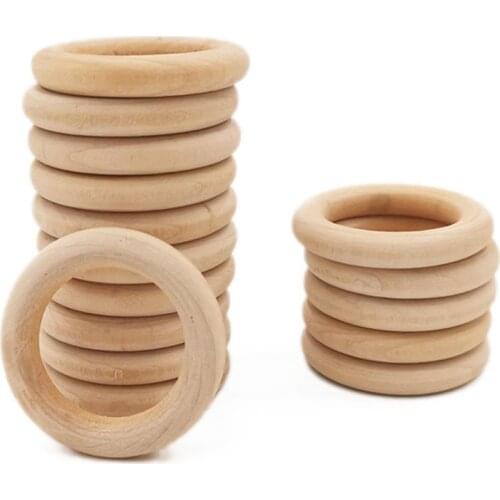 20pcs 30mm 1.18" DIY Wooden Beads Connectors Circles Rings Unfinished Natural Wood Lead-Free Baby teething Rings cuentas