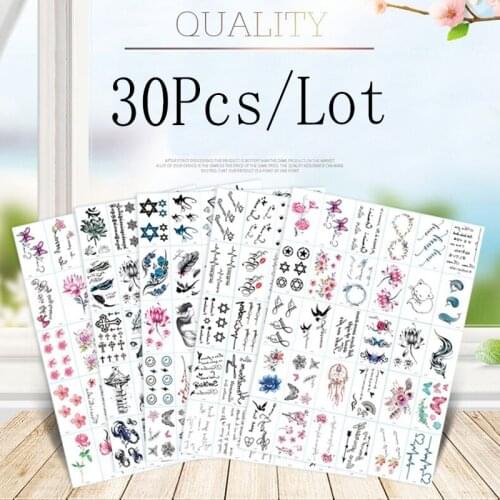 30pcs/set hot Women Children 3D Colorful Waterproof Body Lip Art Sleeve DIY Stickers Watch Glitter Temporary Tattoos Waterproof