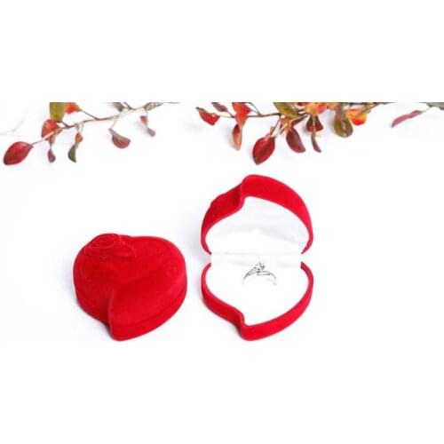 300PCS High Quality Fashion flocking Gift Box, earrings / Rings Packaging heart-shaped couple ring box lin4933