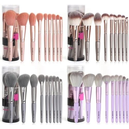 9pcs/set Portable Foundation Makeup Brush Concealer Eyeshadow Powder Lips Brushes Soft Hair Cosmetics Face Beauty Tools Kit