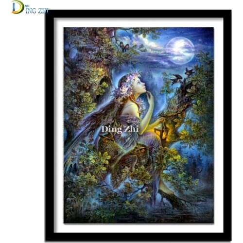 Diamond Embroidery Flower Fairy 5D Diy Diamond Painting Animal Owl Rhinestone Cross Stitch Kits Mosaic Moonlight Elf Decoration
