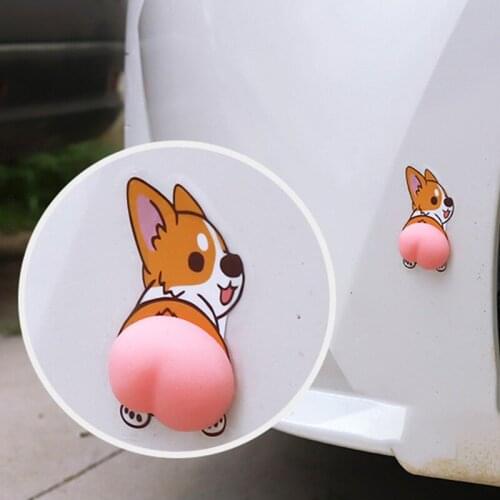 Car Decor Bumper Sticker Cartoon Shiba Inu Door Anti-Collision Rubber Strip Rearview Mirror Protection Sticker Stress Reliever