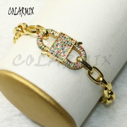 4Pcs S clasp bracelets Rainbow zircon Clasp bracelet fashion jewelry for women bracelets accessories gift 50681
