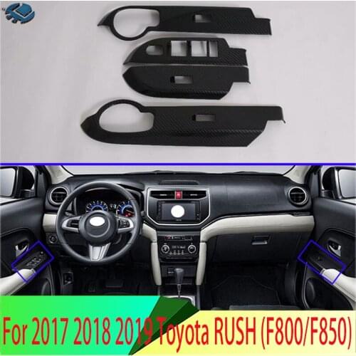 For 2017 2018 2019 Toyota RUSH (F800/F850) Car Accessories Carbon Fiber Style Door Window Armrest Cover Switch Panel Trim