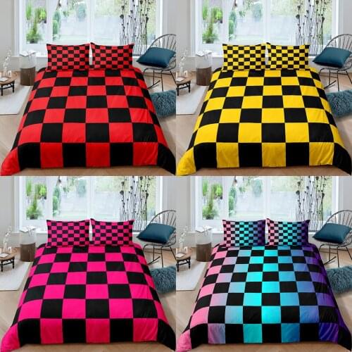 Home Textiles Luxury 3D Checkerboard Duvet Cover Set Pillowcase 2/3 Pcs Kids Bedding Set AU/EU/UK/US Queen and King Size Bedding