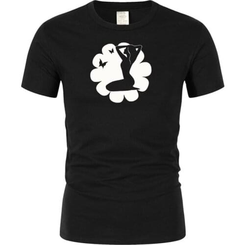 Short Sleeve T-Shirt Funny Beautiful Butterfly Girl Yoga mens T-shirt cotton