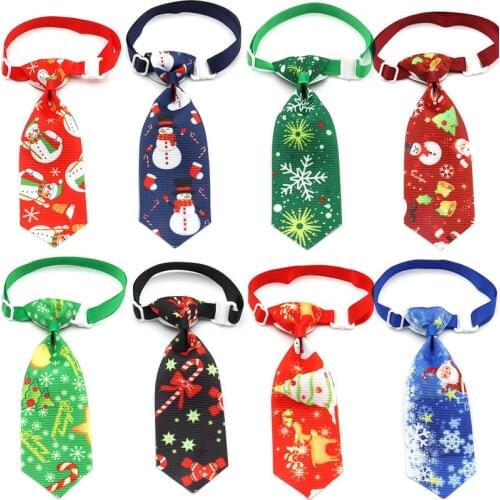 100pcs Christmas Dog Accessories Pet Cat Dog Neckties Snowflake Dog Ties Ribbon Small Dog Bowties Pet Supplies