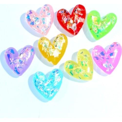 20Pcs 20x20mm Mixed Color Heart Resin Cabochon Flatback Decoration Crafts Embellishments For Scrapbooking DIY Accessories