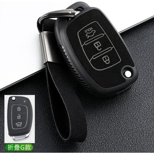 Leather+TPU Car Remote Flip Key Fob Shell Cover Case For Hyundai i20 (2012-2015) i40 car key case smart holder cover holder