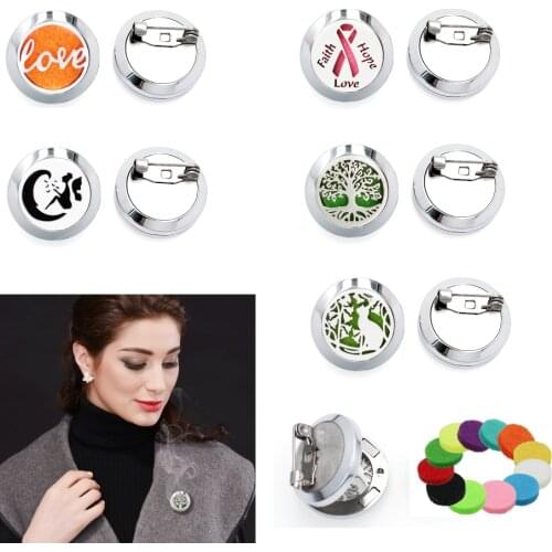Tree of life Rabbit 20mm stainless steel Brooch locket Essential oil aromatherapy perfume locket for women man 10Pads Gift