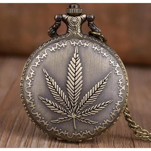 Quartz Pocket Watches Men Women Steampunk Maple Leaf Pocket Watches Pendant Necklace Chain Fob Watches