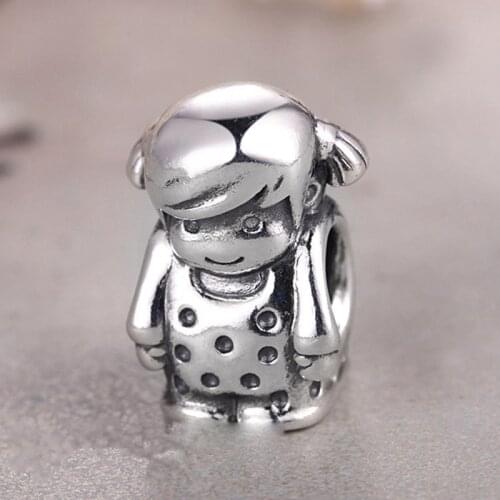 Summer style silver angel 925 Sterling Silver jewelry Girl Charms Fine jewelry Fit brand beads Bracelets DIY assessories BE234
