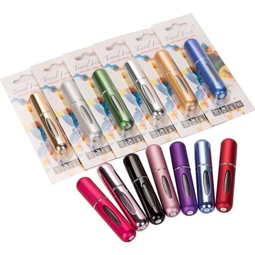 MUB - 10pcs 5ml Mini Refillable Perfume Spray Bottle with Box Aluminum Spray Atomizer Perfume Bottle with Package Box for Travel