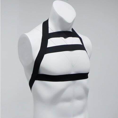 Men Lingerie Elastic Nylon Strap Halter Body Chest Shoulder Harness Bondage Costume Nightclub Hollow Out Clothing One Size