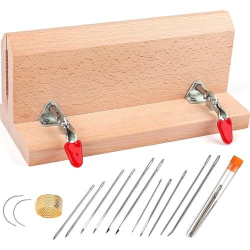 RORGETO Leather Sewing Kit Sewing Wood Leather Clamp Stitching Needles Thimble DIY Wood Leather Craft Tools Sewing Desktop