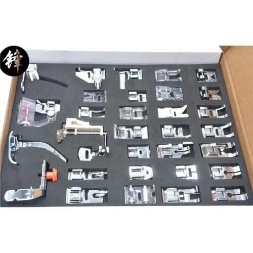 32 PCS Domestic Sewing Machine Braiding Blind Stitch Darning Presser Foot Feet Kit Set With Box Snap On For Brother Singer Set