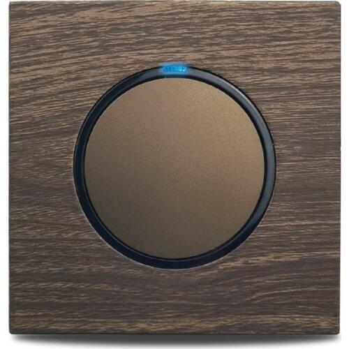 Wallpad 1 2 3 4 Gang Wall Light Switch Crossover Pass Through Curtain Impulse Momentary Switch LED Indicator Wooden Aluminum