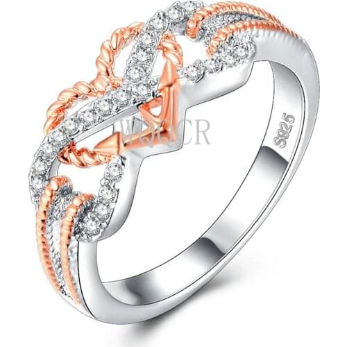 New Products Are On The Shelves Elegant Rose Gold Ring Special Love Beautiful Winding Shiny Rhinestone Thin Ring Nice Girl/Lady