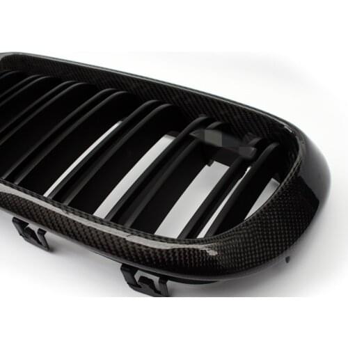 One Pair 2014-2018 X5 F15 X6 F16 Carbon Front Dual Slat Kidney Grill For BMW X5 X6 Car Styling Car Mesh Grille