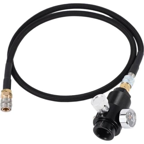 Regulator with 100cm SLP FLEX Remote Hose Line 0-200 Psi to HPA Co2 Tank Cylinder