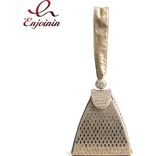 Luxurious Elegant Fashion Triangle Design Diamond Party Wedding Tote Bag For Women Evening Bag Clutch Bag Ladies Totes Flap
