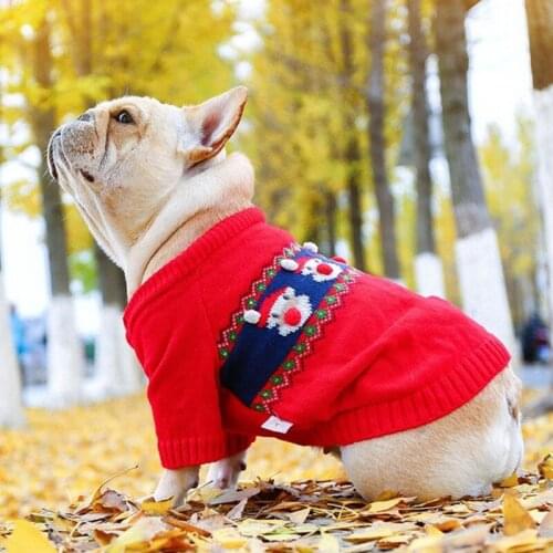 Christmas Dog Cat Clothes Warm Sweater For Sphinx Small Dogs Costume Puppy French Bulldog Chihuahua Clothing With Santa Claus